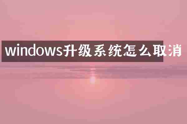 windows升级系统怎么取消