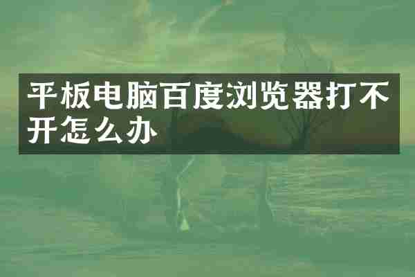 平板电脑百度浏览器打不开怎么办