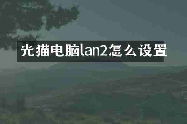 光猫电脑lan2怎么设置