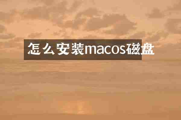 怎么安装macos磁盘