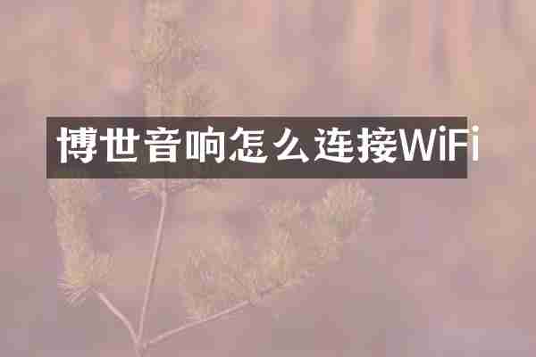 博世音响怎么连接WiFi