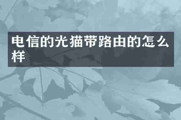 电信的光猫带路由的怎么样