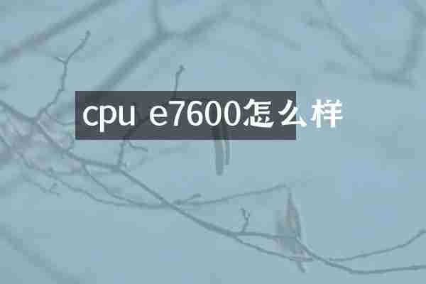 cpu e7600怎么样