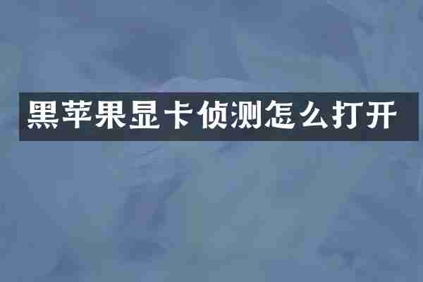 黑苹果显卡侦测怎么打开