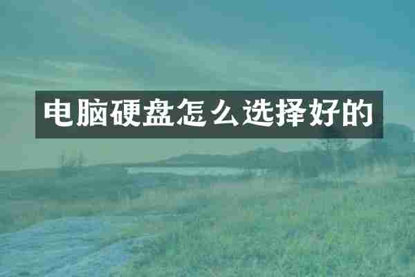 电脑硬盘怎么选择好的