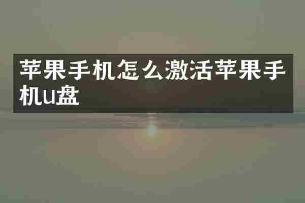 苹果手机怎么激活苹果手机u盘