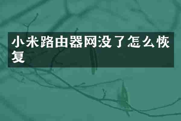 小米路由器网没了怎么恢复