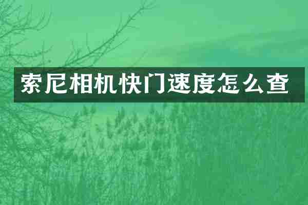 索尼相机快门速度怎么查