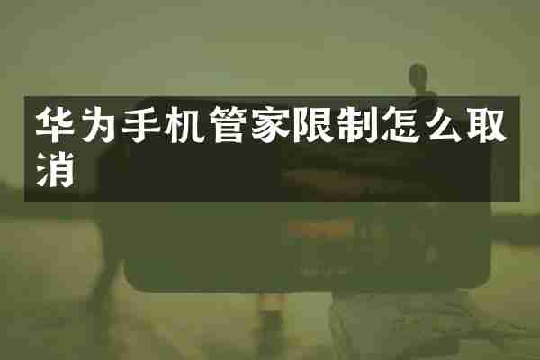 华为手机管家限制怎么取消