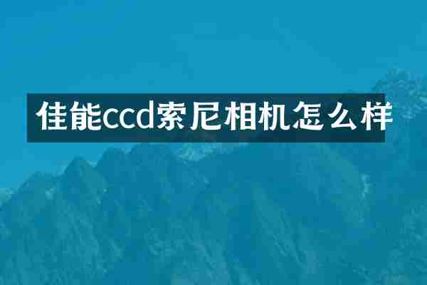 佳能ccd索尼相机怎么样