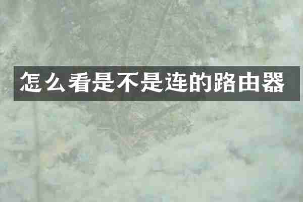 怎么看是不是连的路由器