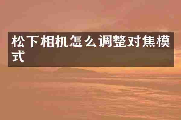 松下相机怎么调整对焦模式