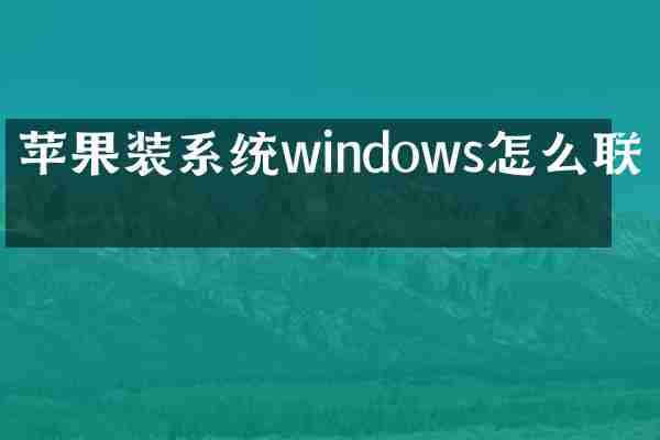 苹果装系统windows怎么联网