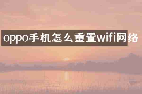 oppo手机怎么重置wifi网络