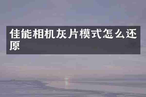 佳能相机灰片模式怎么还原