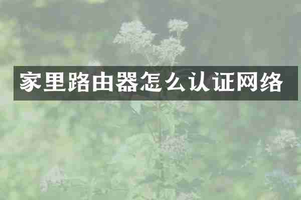 家里路由器怎么认证网络