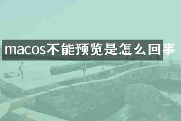 macos不能预览是怎么回事