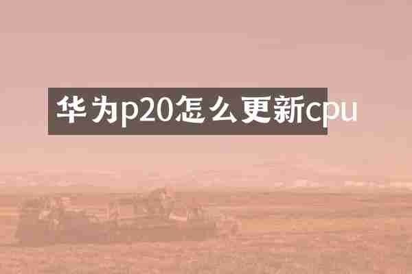 华为p20怎么更新cpu