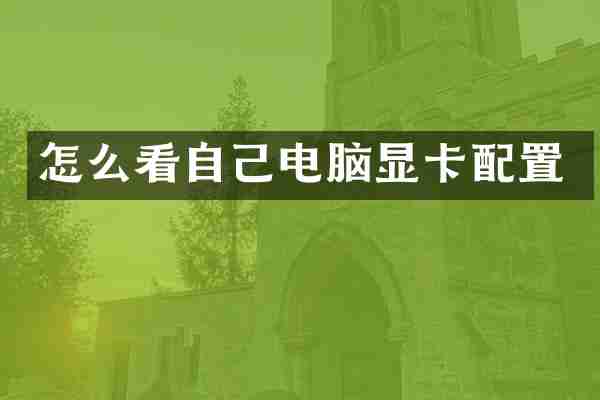 怎么看自己电脑显卡配置