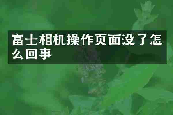 富士相机操作页面没了怎么回事