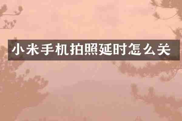 小米手机拍照延时怎么关