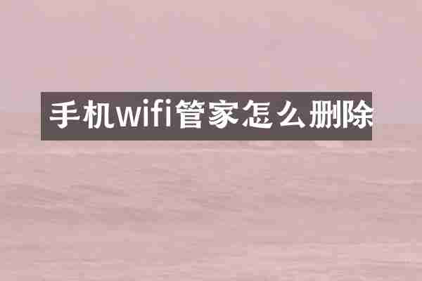 手机wifi管家怎么删除