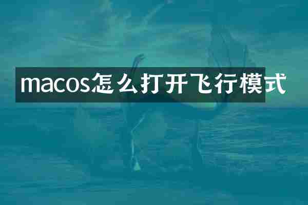 macos怎么打开飞行模式