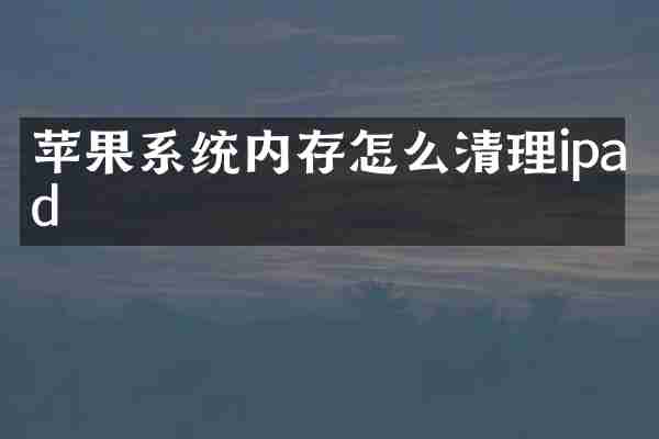 苹果系统内存怎么清理ipad
