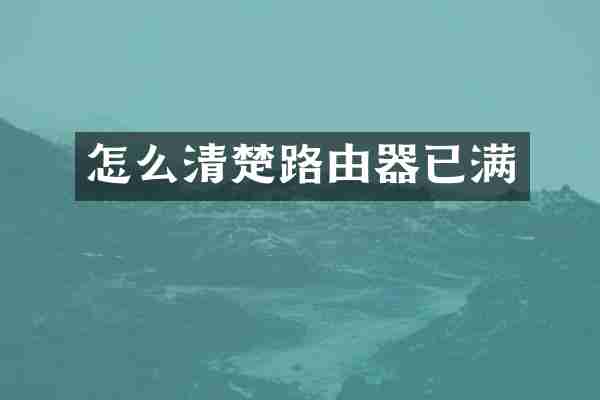 怎么清楚路由器已满