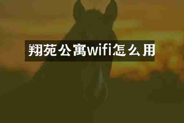 翔苑公寓wifi怎么用