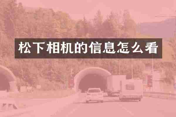 相机的信息怎么看