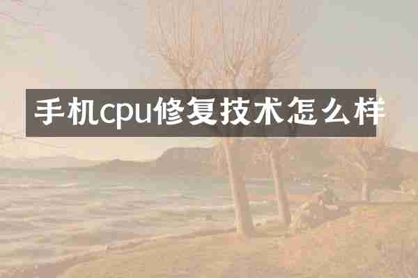 手机cpu修复技术怎么样