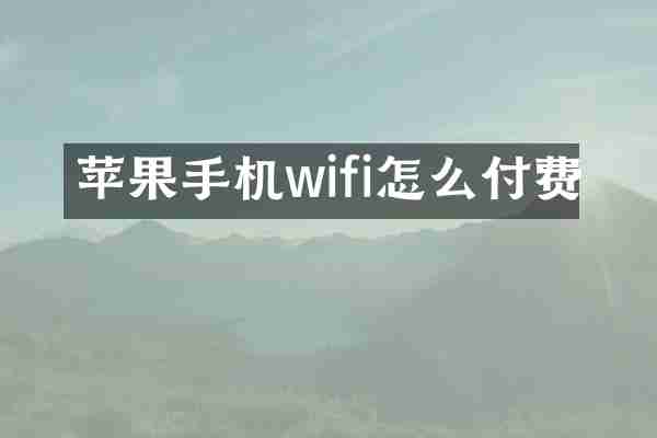 苹果手机wifi怎么付费