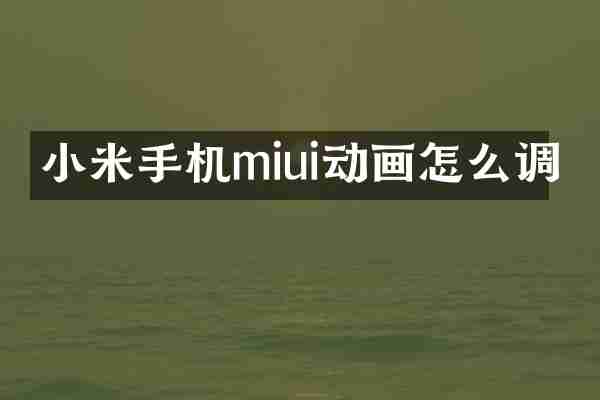 小米手机miui动画怎么调