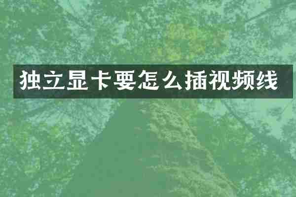 独立显卡要怎么插视频线