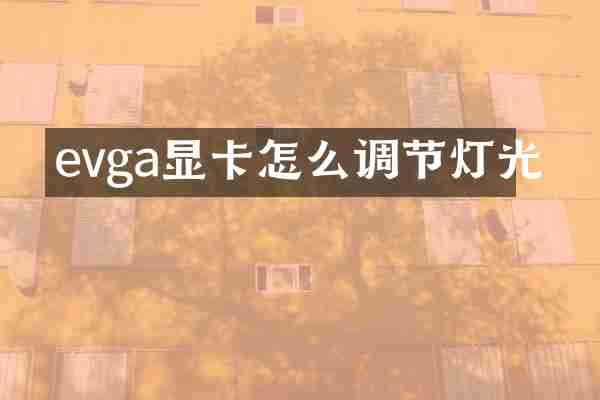 evga显卡怎么调节灯光
