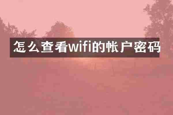 怎么查看wifi的帐户密码
