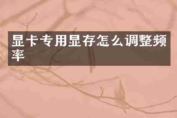 显卡专用显存怎么调整频率