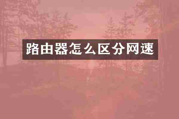 路由器怎么区分网速