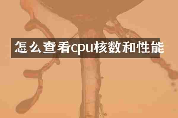 怎么查看cpu核数和性能