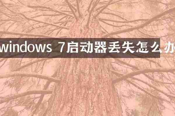 windows 7启动器丢失怎么办