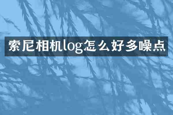 相机log怎么好多噪点