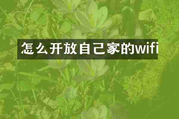 怎么开放自己家的wifi