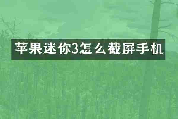 苹果迷你3怎么截屏手机