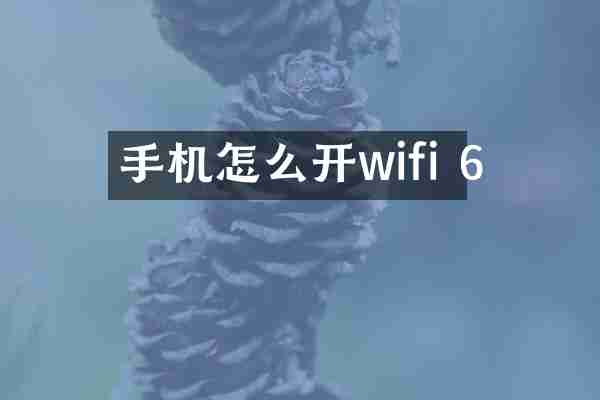 手机怎么开wifi 6