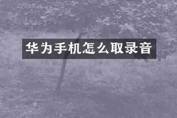 华为手机怎么取录音