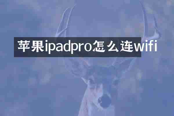 苹果ipadpro怎么连wifi