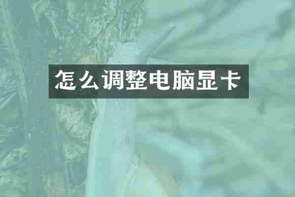 怎么调整电脑显卡