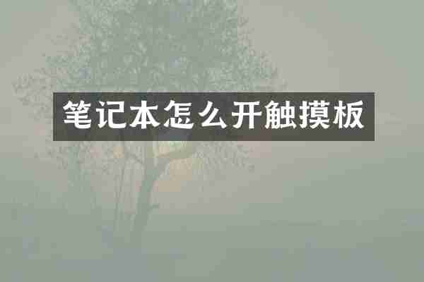 笔记本怎么开触摸板