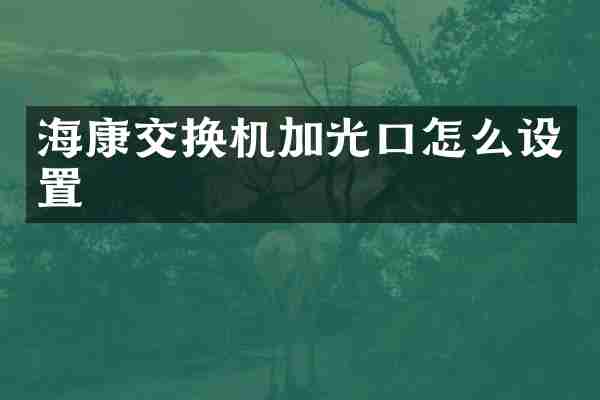 海康交换机加光口怎么设置